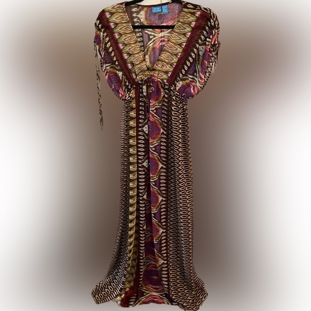 Blue Island Multicolor‎ Swim Coverup Boho long dress